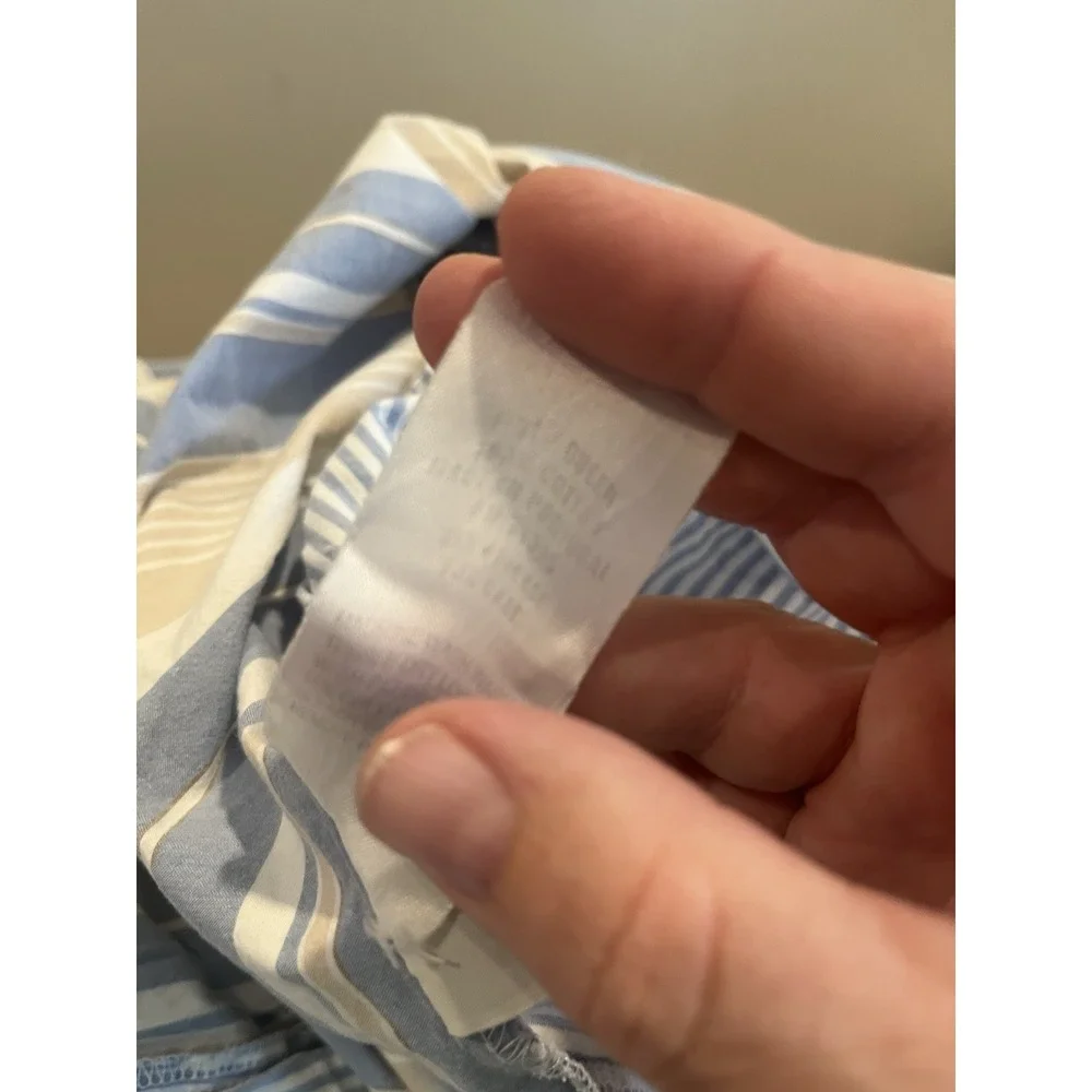 Pottery Barn Striped Full‎ Queen Duvet Cover  Blue Brown Reversible
